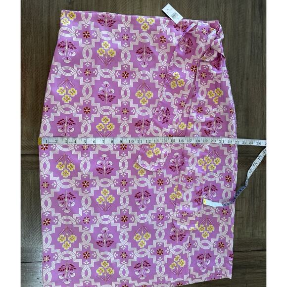 NWT Ann Taylor Pink Floral Geo Print Faux Wrap Midi Skirt Women’s Size 14 NEW - Picture 5 of 9